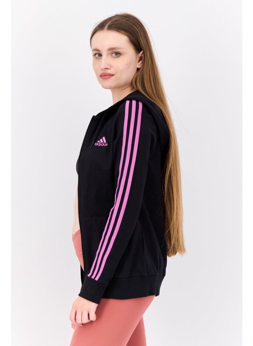 Women Sportswear Fit Long Sleeves Outdoor Sweatshirt, Black/Purple