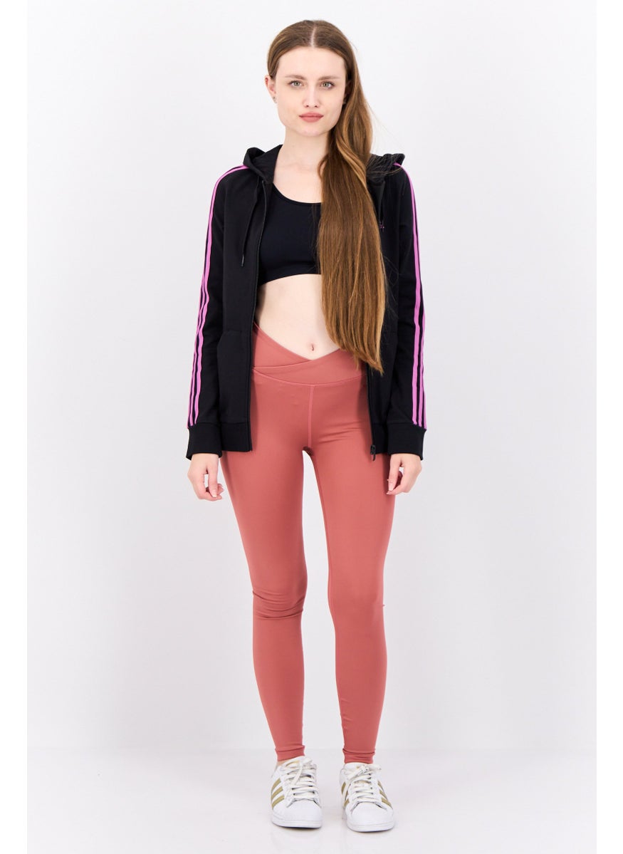 Women Sportswear Fit Long Sleeves Outdoor Sweatshirt, Black/Purple