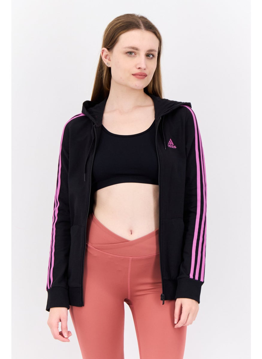 Women Sportswear Fit Long Sleeves Outdoor Sweatshirt, Black/Purple