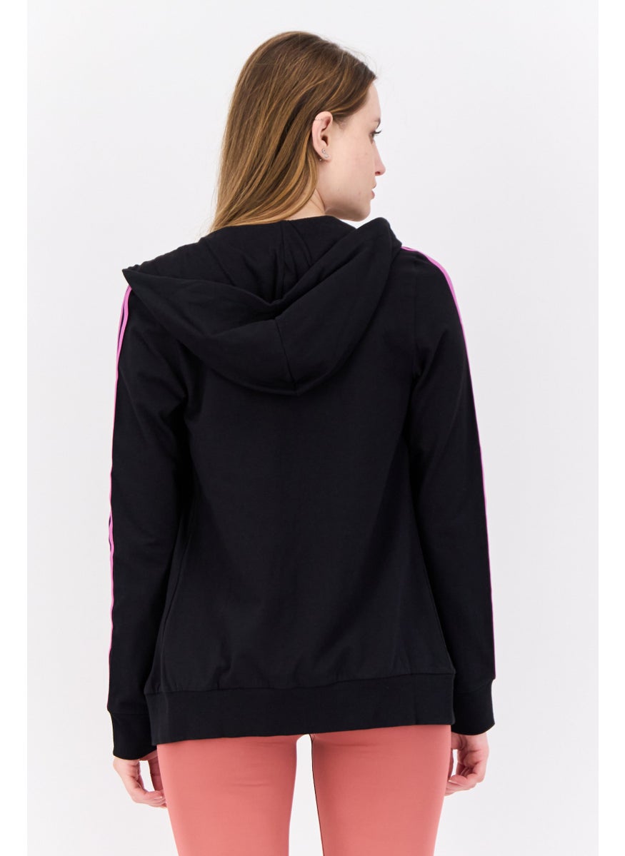 Women Sportswear Fit Long Sleeves Outdoor Sweatshirt, Black/Purple