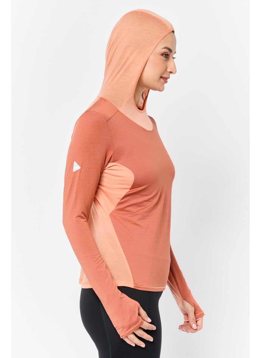 Women Sportswear Fit Long Sleeves Training Hoodie, Orange