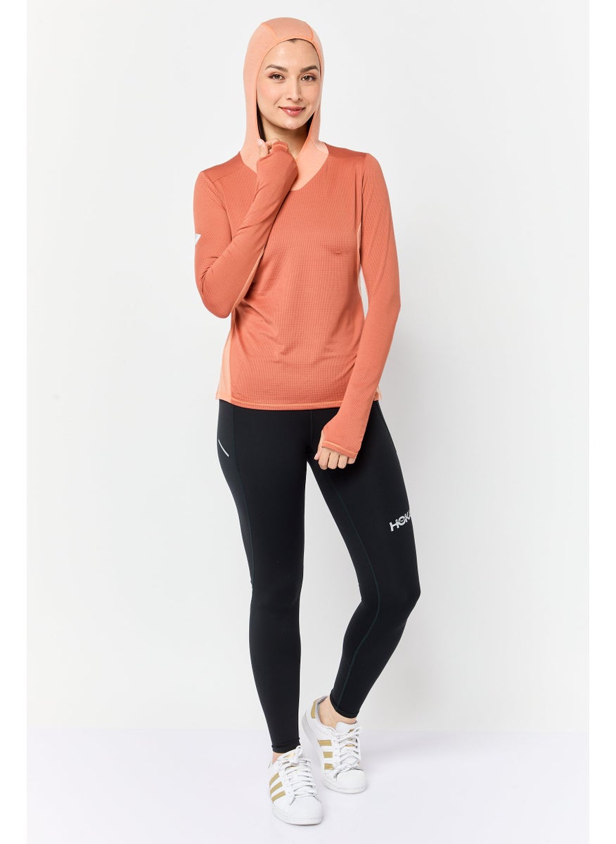 Women Sportswear Fit Long Sleeves Training Hoodie, Orange