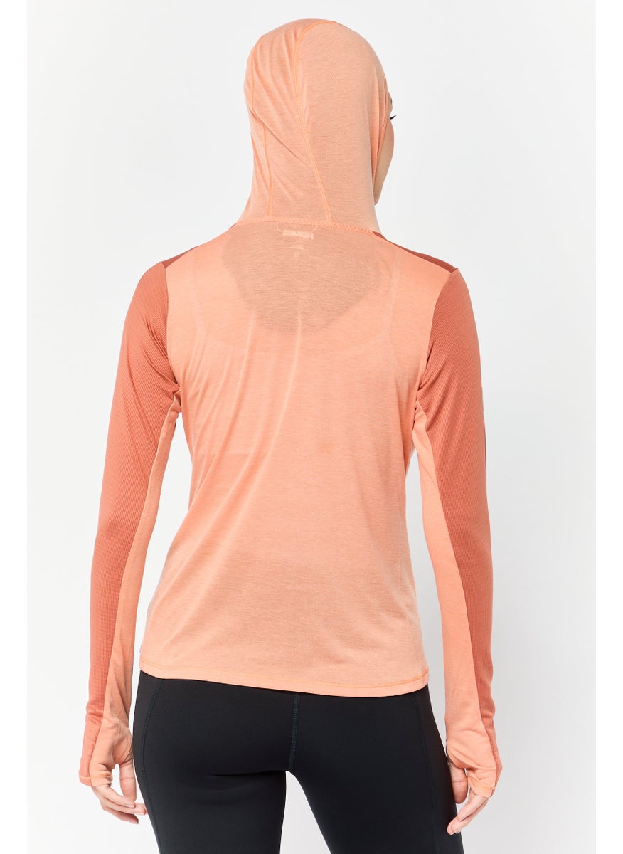Women Sportswear Fit Long Sleeves Training Hoodie, Orange