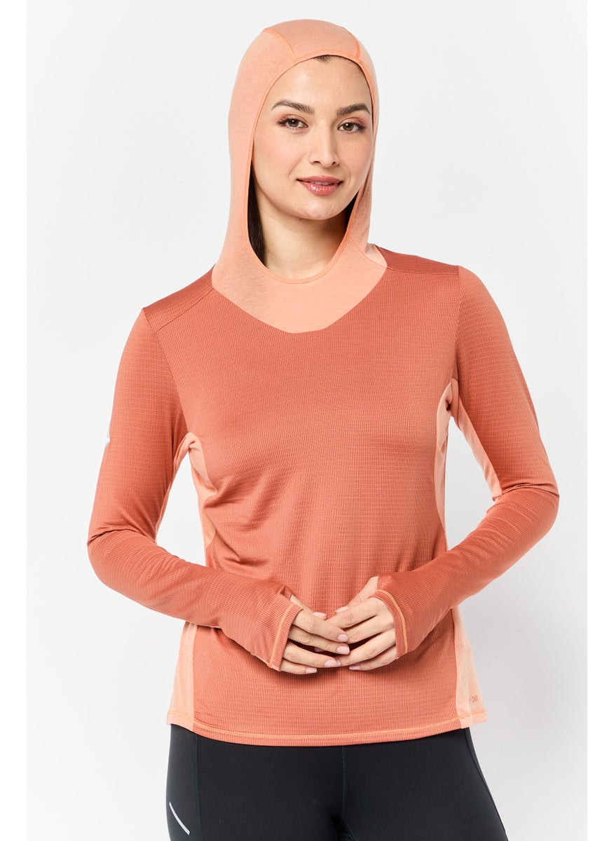 Women Sportswear Fit Long Sleeves Training Hoodie, Orange