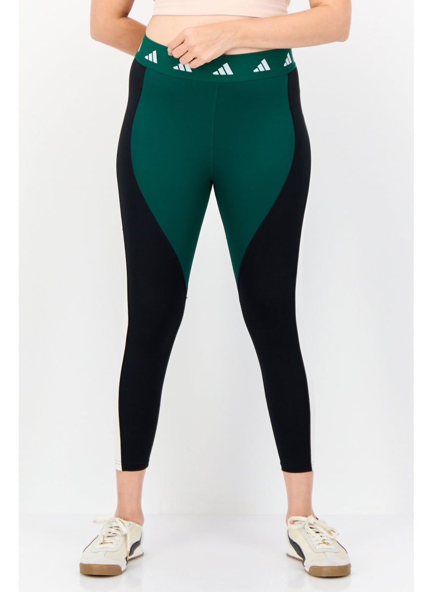 Women Tight Fit Pull On Training Leggings, Green