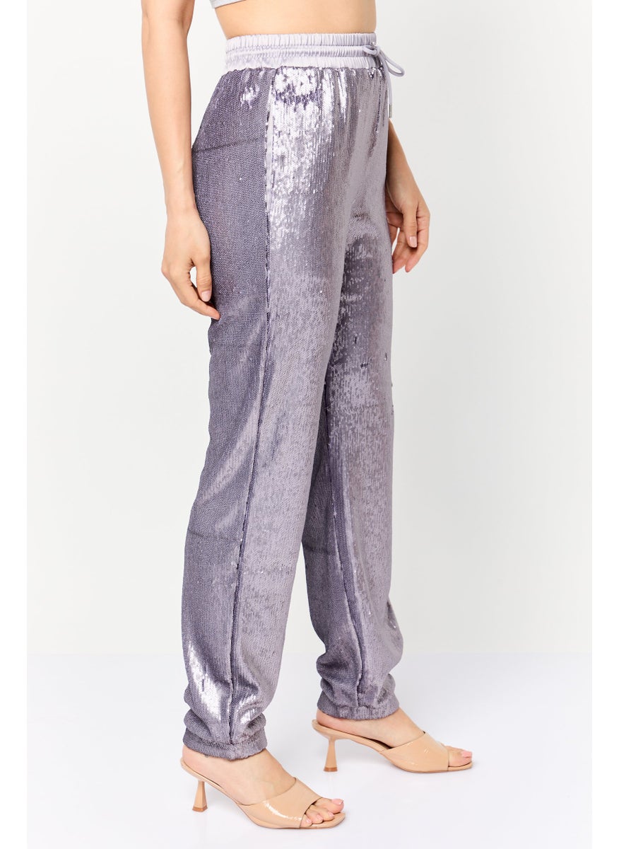 Women Regular Fit Straight Leg Squinted Jogger Pants, Purple