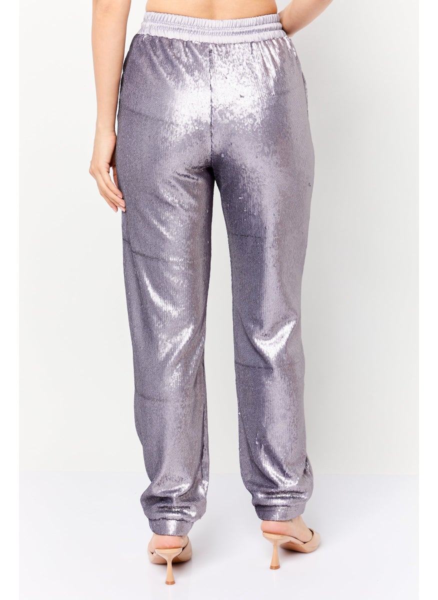 Women Regular Fit Straight Leg Squinted Jogger Pants, Purple