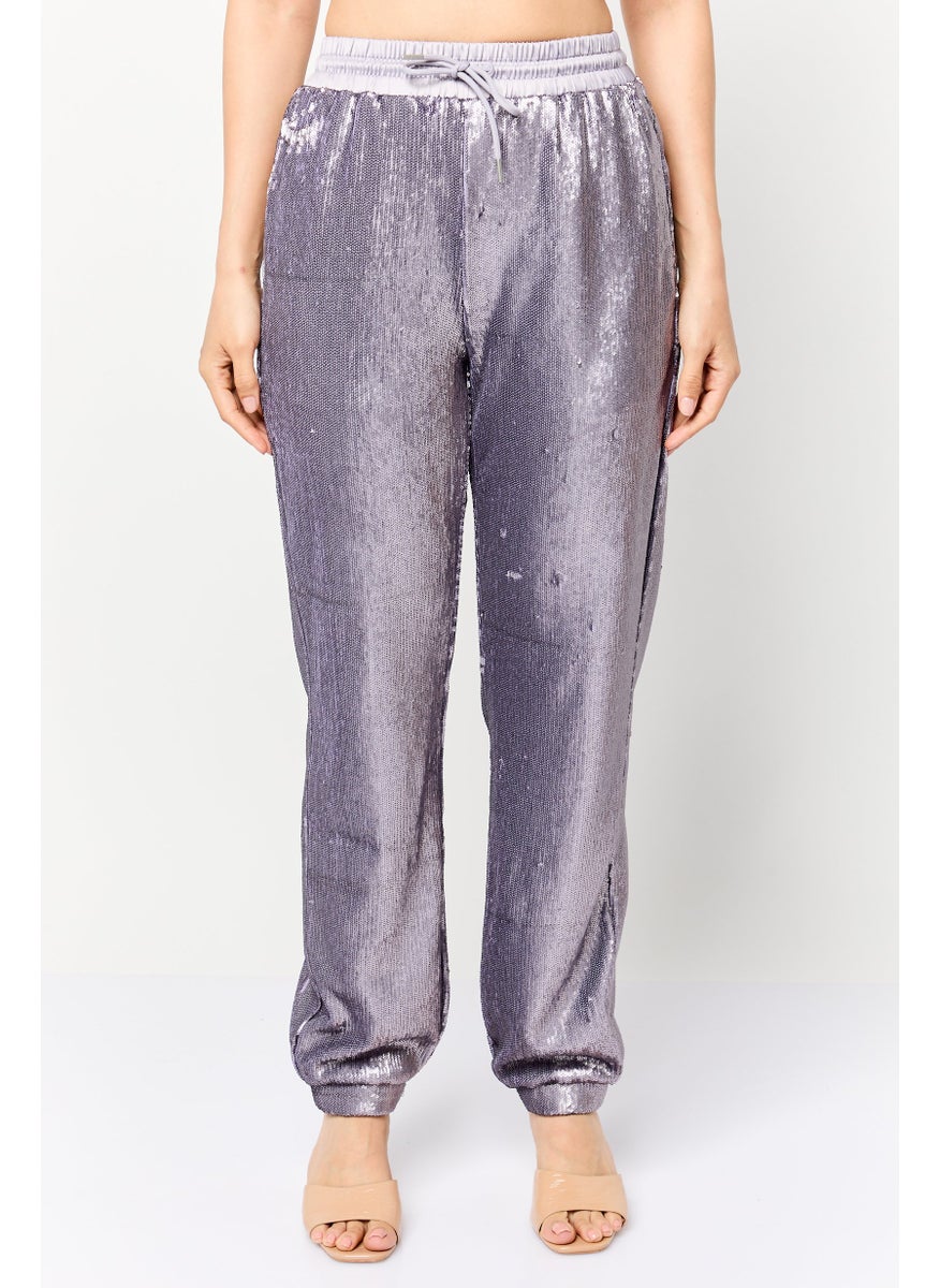 Women Regular Fit Straight Leg Squinted Jogger Pants, Purple
