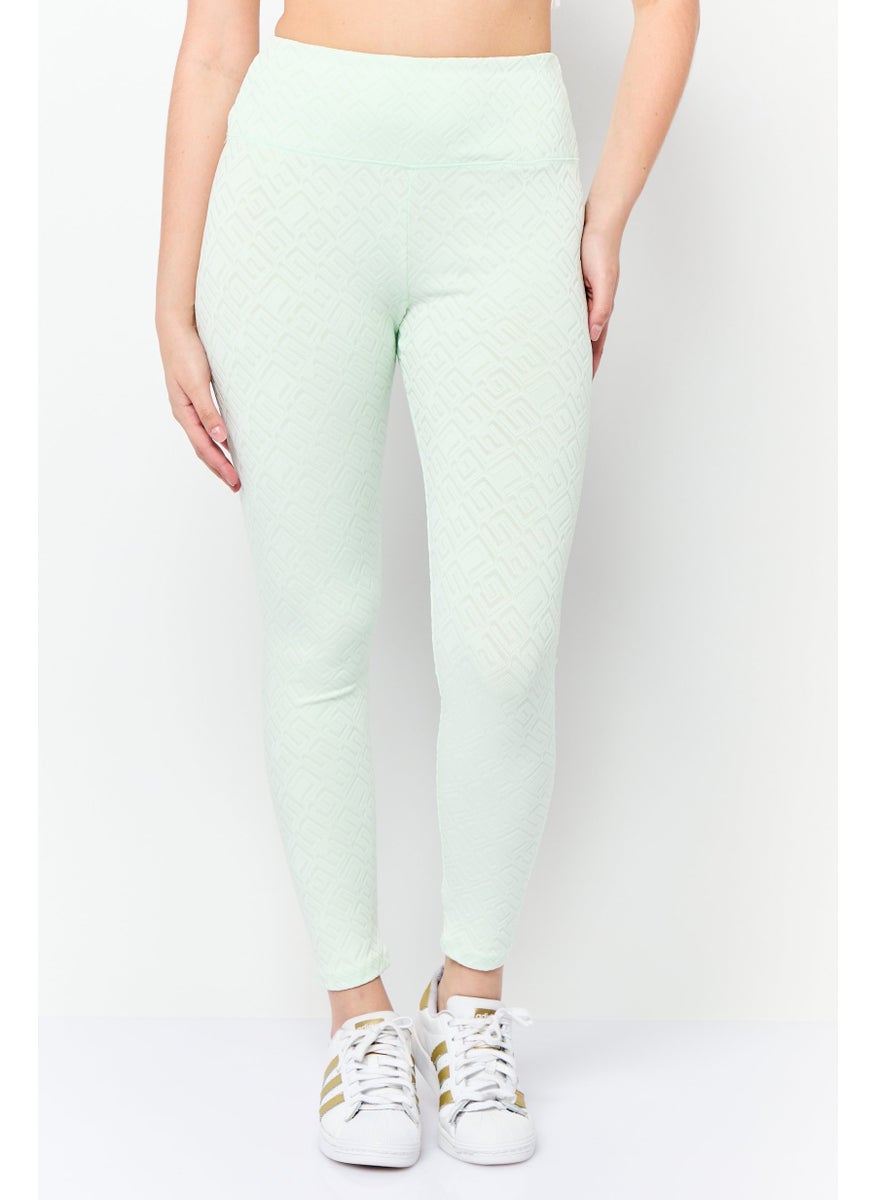 Women Pull On Textured Leggings, Light Green