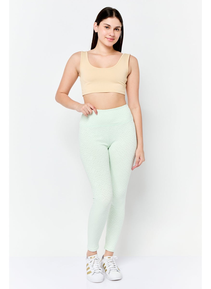 Women Pull On Textured Leggings, Light Green