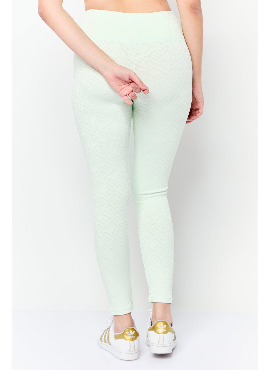 Women Pull On Textured Leggings, Light Green