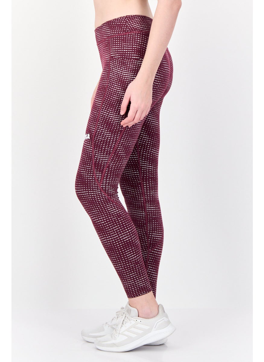 Women Sport Fit Brand Logo Training Leggings, Dark Purple