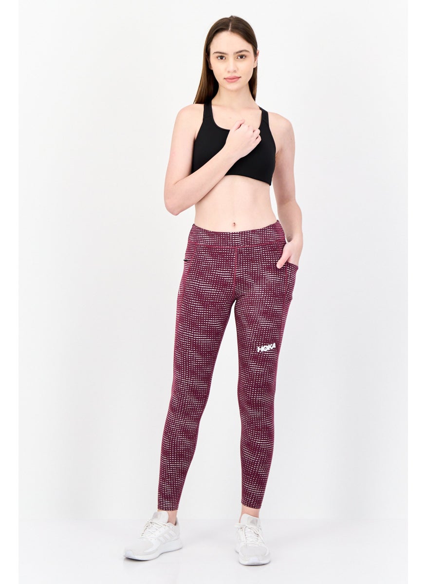 Women Sport Fit Brand Logo Training Leggings, Dark Purple