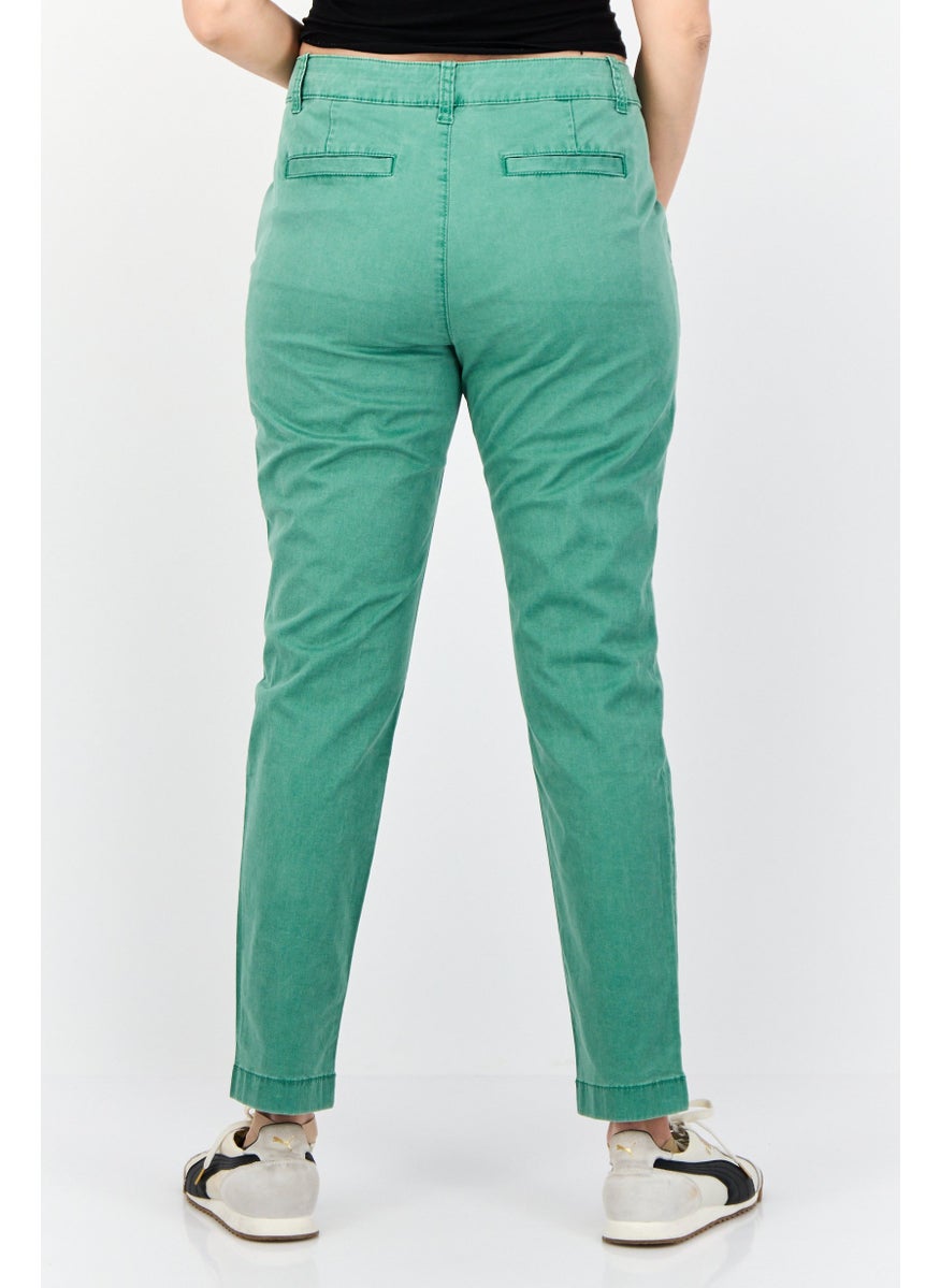 Women Regular Fit Solid 30 Inseam Chino Pants, Green