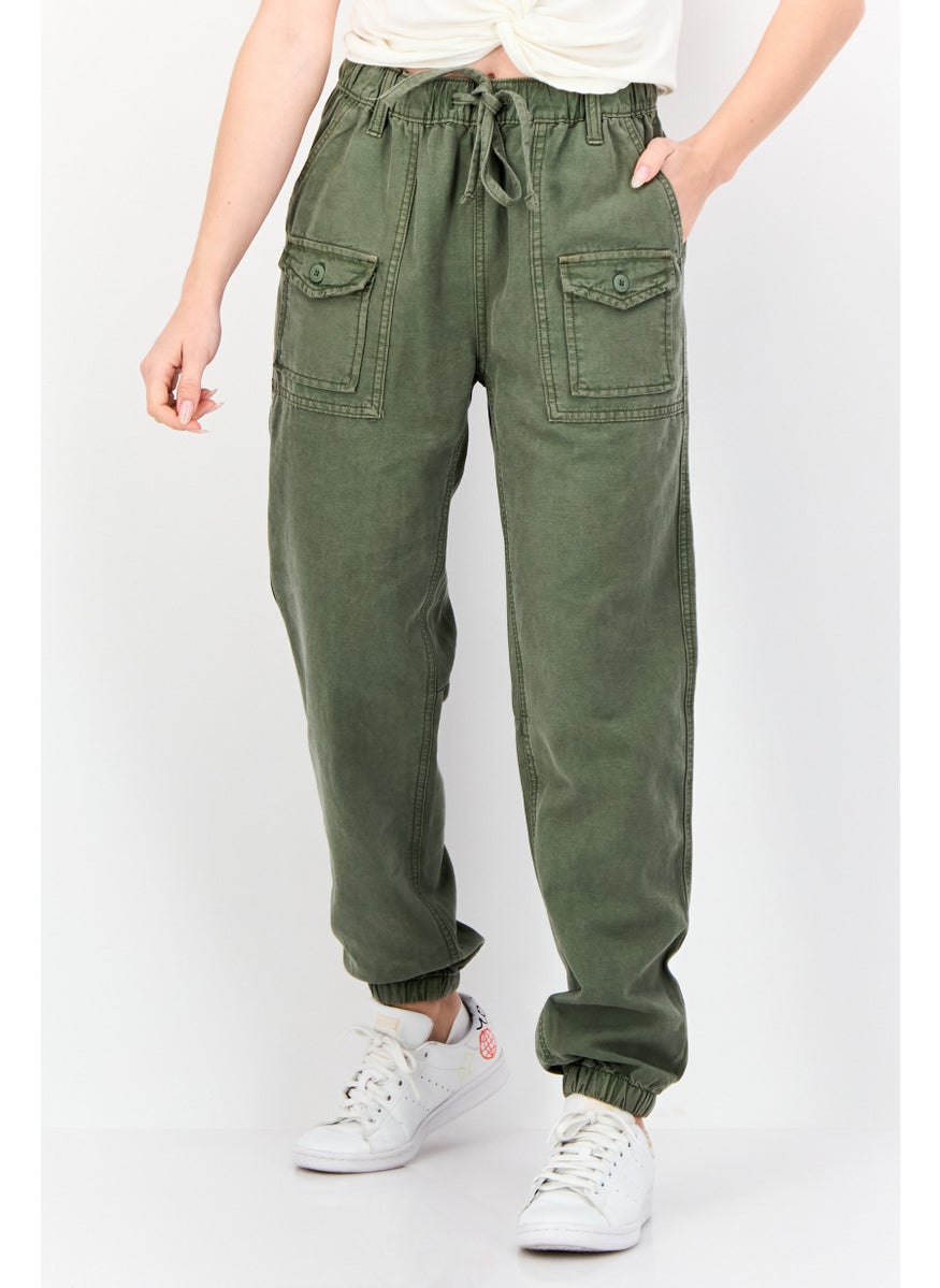 Women Regular Fit Solid Jogger Pants, Sage Green