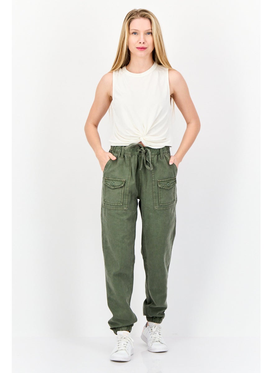 Women Regular Fit Solid Jogger Pants, Sage Green