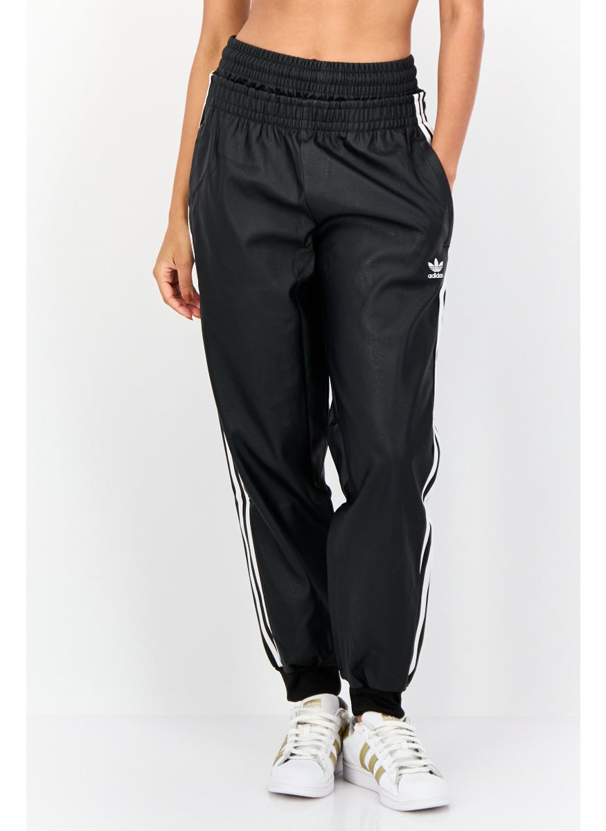 Women Sportswear Fit Drawstring Outdoor Track Pants, Black