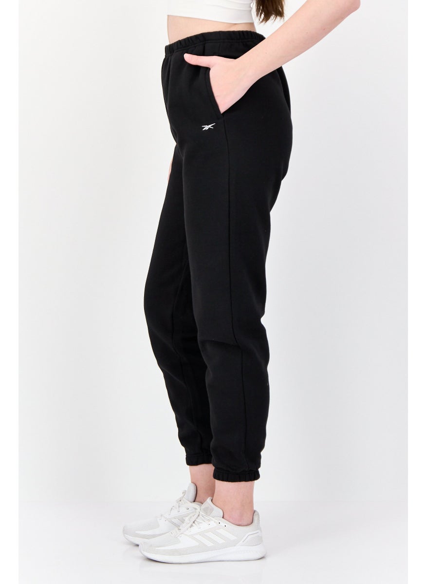 Women Sportswear Fit Drawstring Outdoor Sweatpants, Black