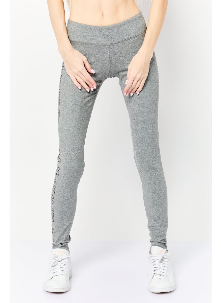 Women Sportswear Fit Brand Logo Training Leggings, Grey