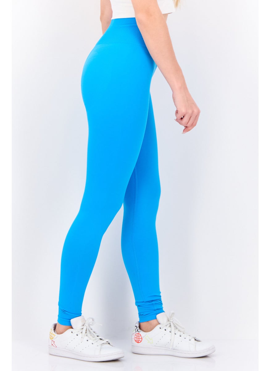 Women 27 Inch Inseam Solid Leggings, Blue