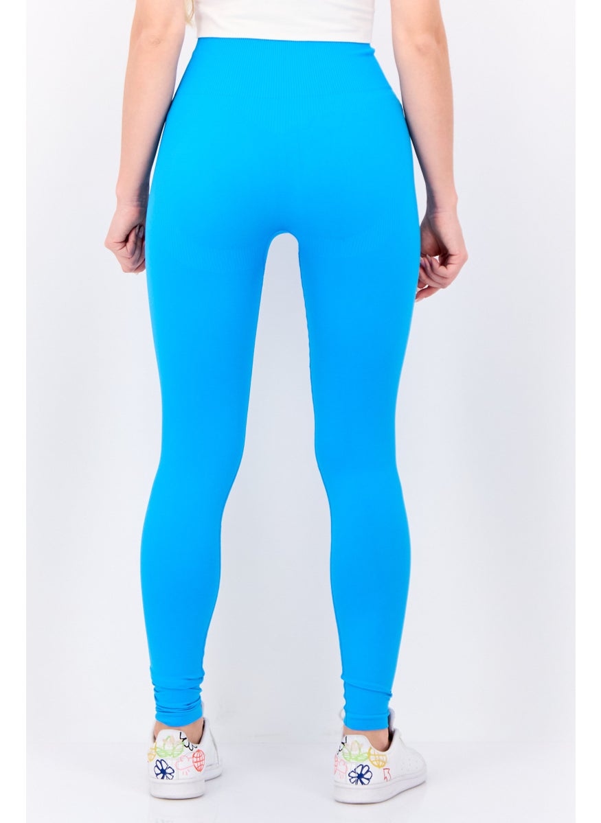 Women 27 Inch Inseam Solid Leggings, Blue
