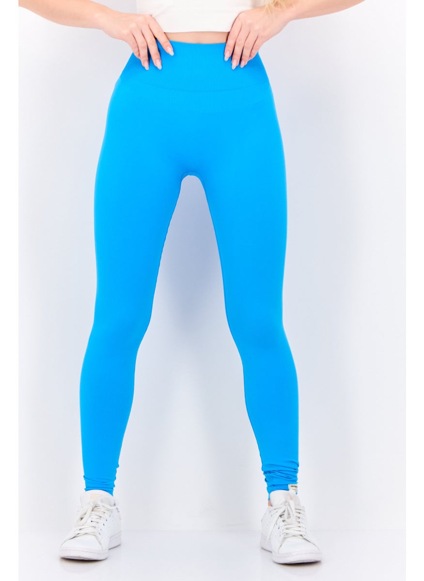 Women 27 Inch Inseam Solid Leggings, Blue