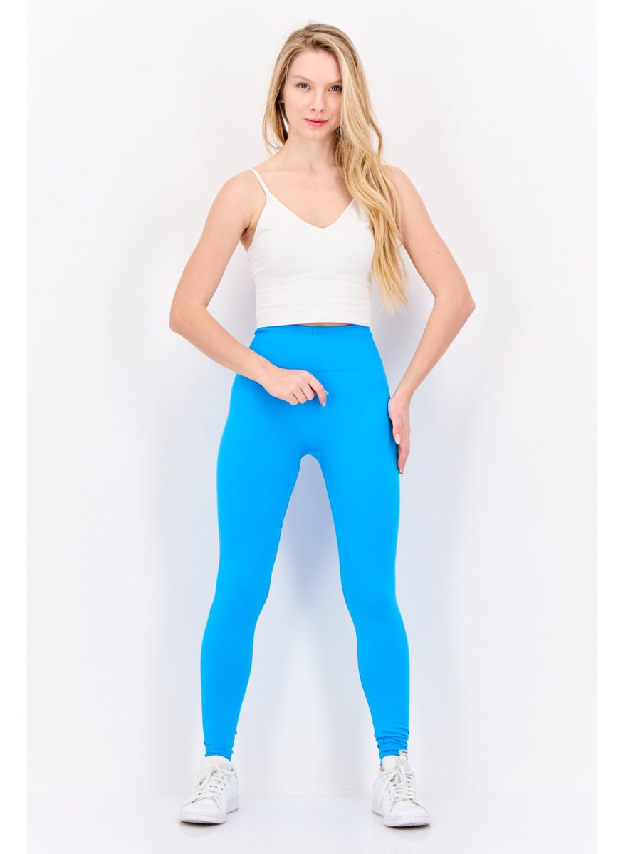 Women 27 Inch Inseam Solid Leggings, Blue