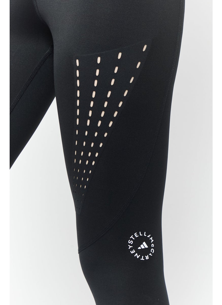 Women Sportswear Fit Brand Logo Outdoor Leggings, Black