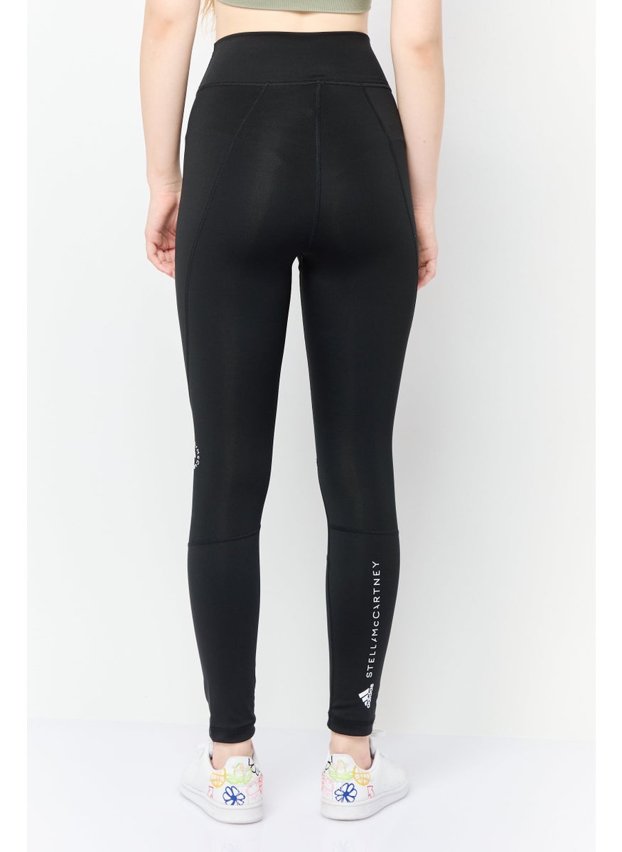 Women Sportswear Fit Brand Logo Outdoor Leggings, Black