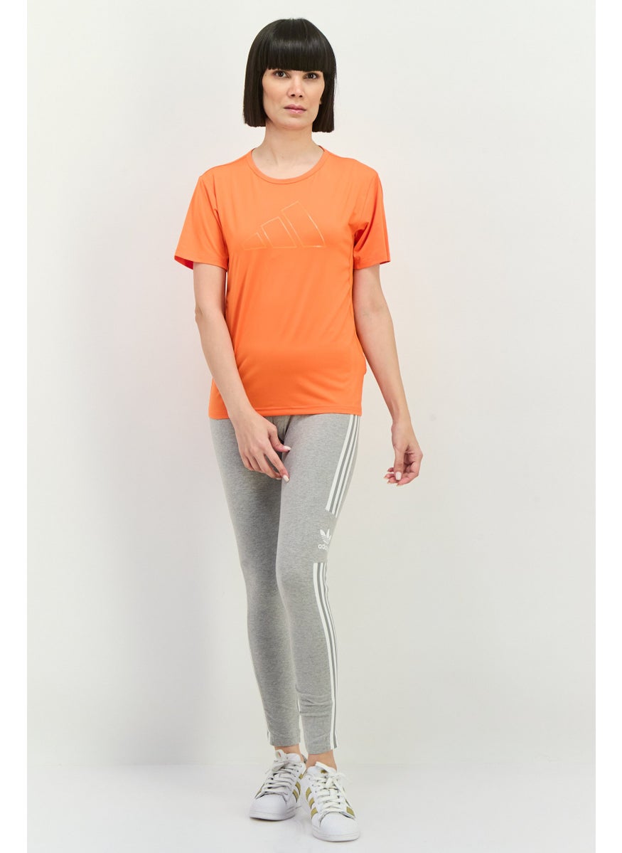 Women Sportswear Fit Brand Logo Outdoor Tights, Grey