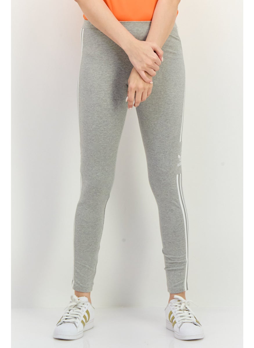 Women Sportswear Fit Brand Logo Outdoor Tights, Grey