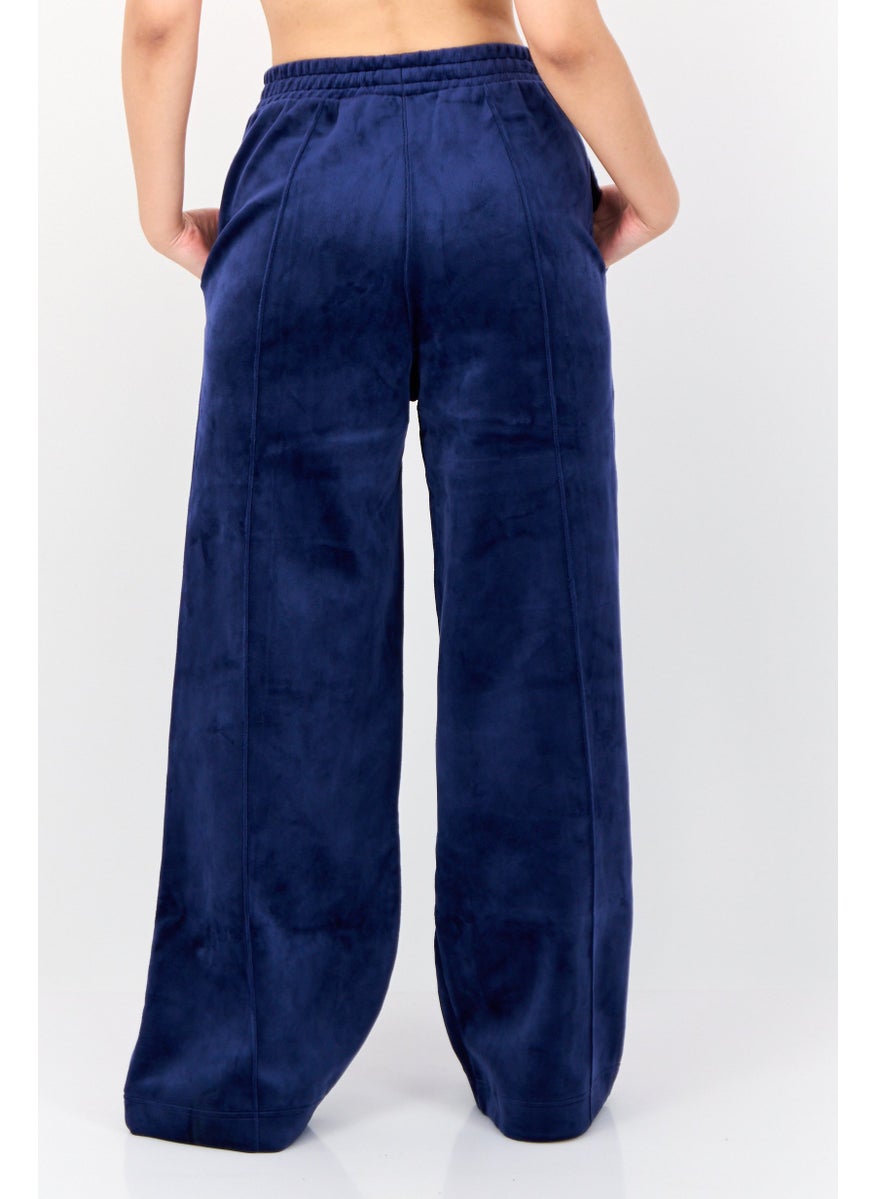 Women Sportswear Fit Outdoor Velvet Track Pants, Dark Blue