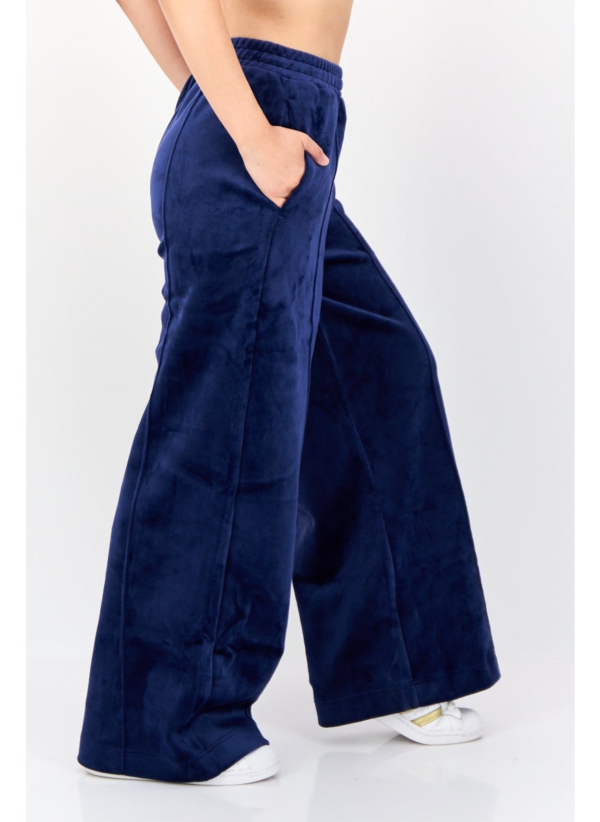 Women Sportswear Fit Outdoor Velvet Track Pants, Dark Blue