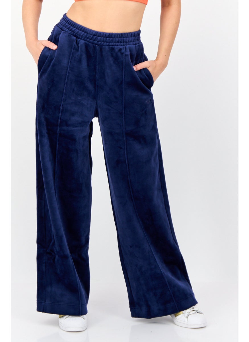 Women Sportswear Fit Outdoor Velvet Track Pants, Dark Blue