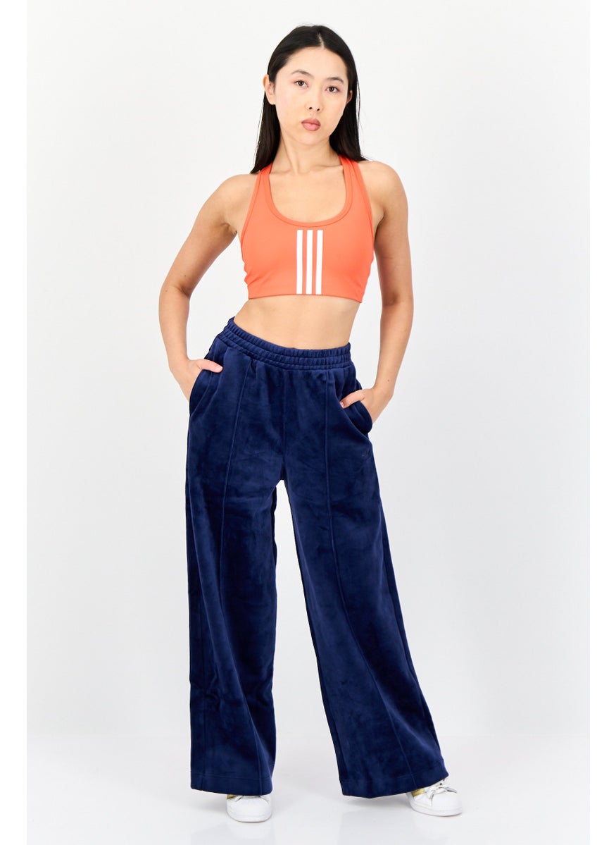 Women Sportswear Fit Outdoor Velvet Track Pants, Dark Blue