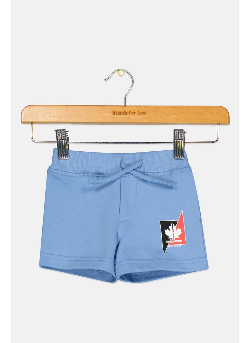 Toddlers Boy Graphic Print Basic Shorts, Light Blue