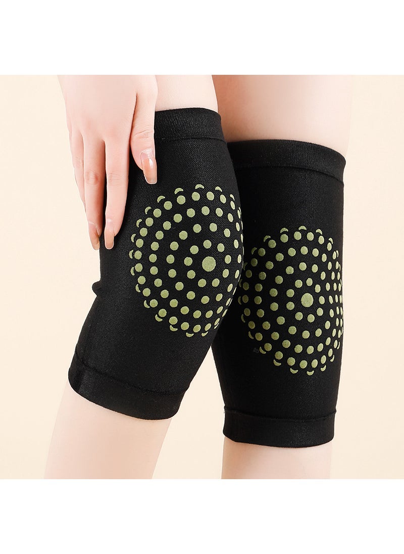 Warm Old Cold Legs Mens and Womens Non-slip Summer Air-conditioned Room Knee Joint Thin Mai Grass Cotton Knee Pad black]