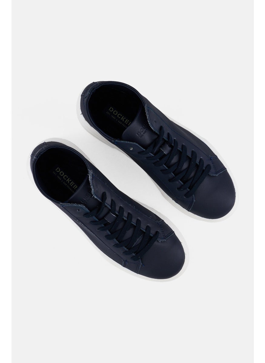 Men Lace Up Casual Shoes, Navy