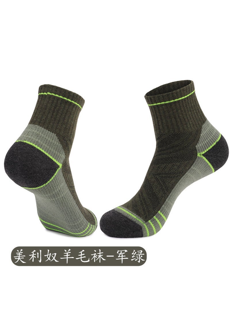 Thick Towel Bottom Hiking Socks Breathable Anti-Odor Merino x68 army green 
