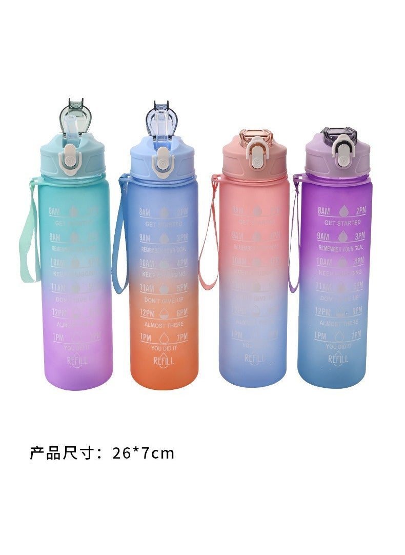 Gradient Frosted Sports Bottle 800ML with Straw Mixed color gradient