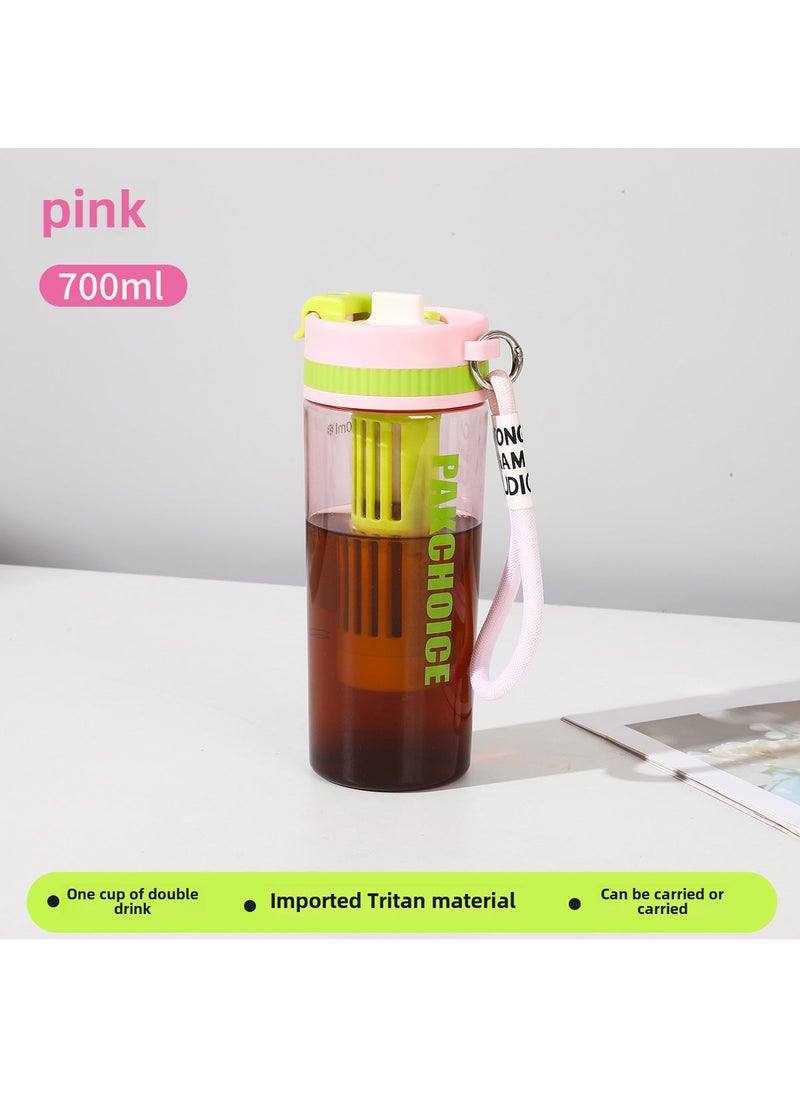 New Tritan Cold Brew Coffee Cup with Tea Infuser Pink 700ML