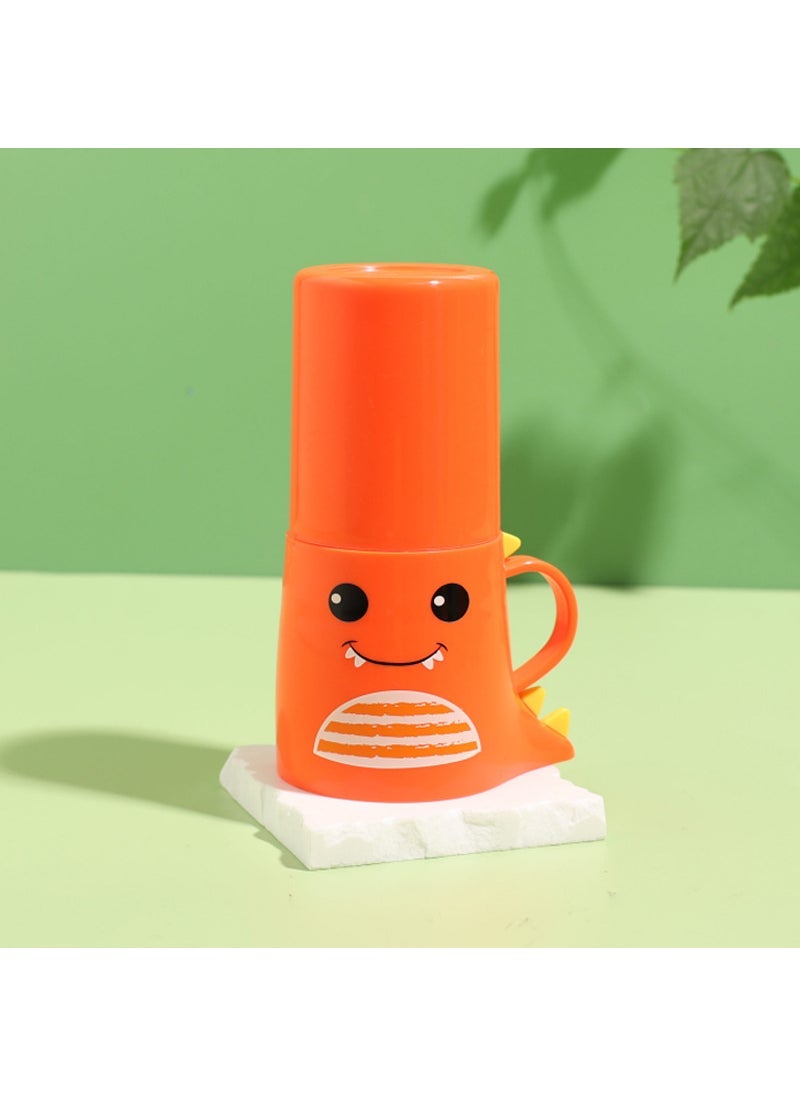 Childrens Toothbrush Cup Thickened Small Dinosaur Brush Cup Baby Cartoon Mouthwash Cup Household Stomatological Hospital Printing logo Orange Cover Cover