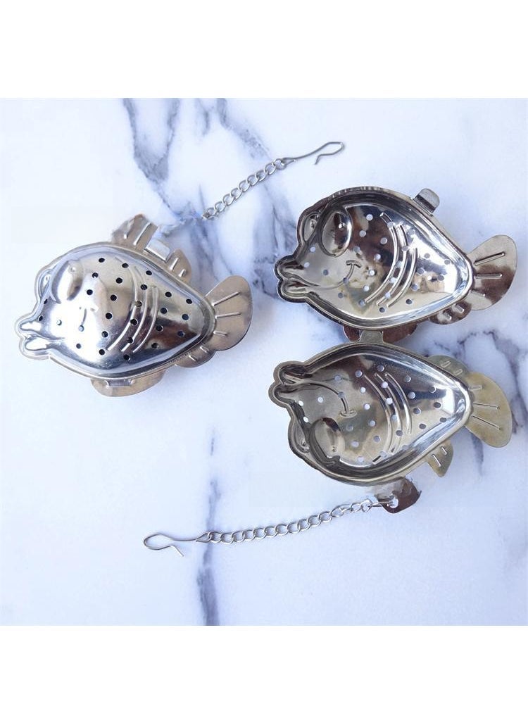 New style good pin 5.5cm tea ball creative stainless steel 201 love seasoning ball stainless steel mesh tea maker Fish-shaped flavor treasure