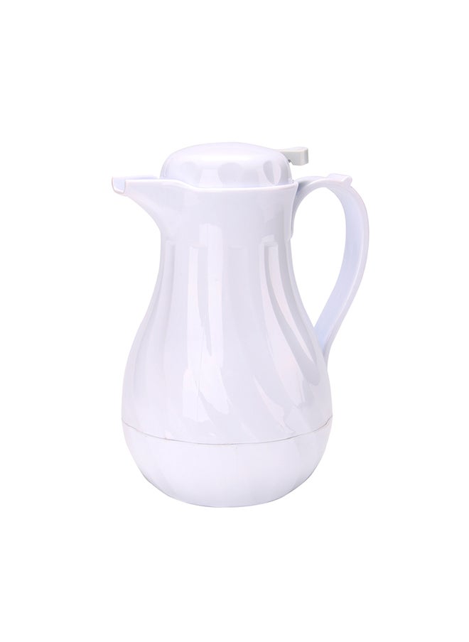 Restaurantware-Restpresso 42 Ounce Coffee Carafes, 10 Insulated Coffee Servers - Push-Button Top, Swirl Design, White Plastic Coffee Pitchers, Built-In Handle, With Identification Tags