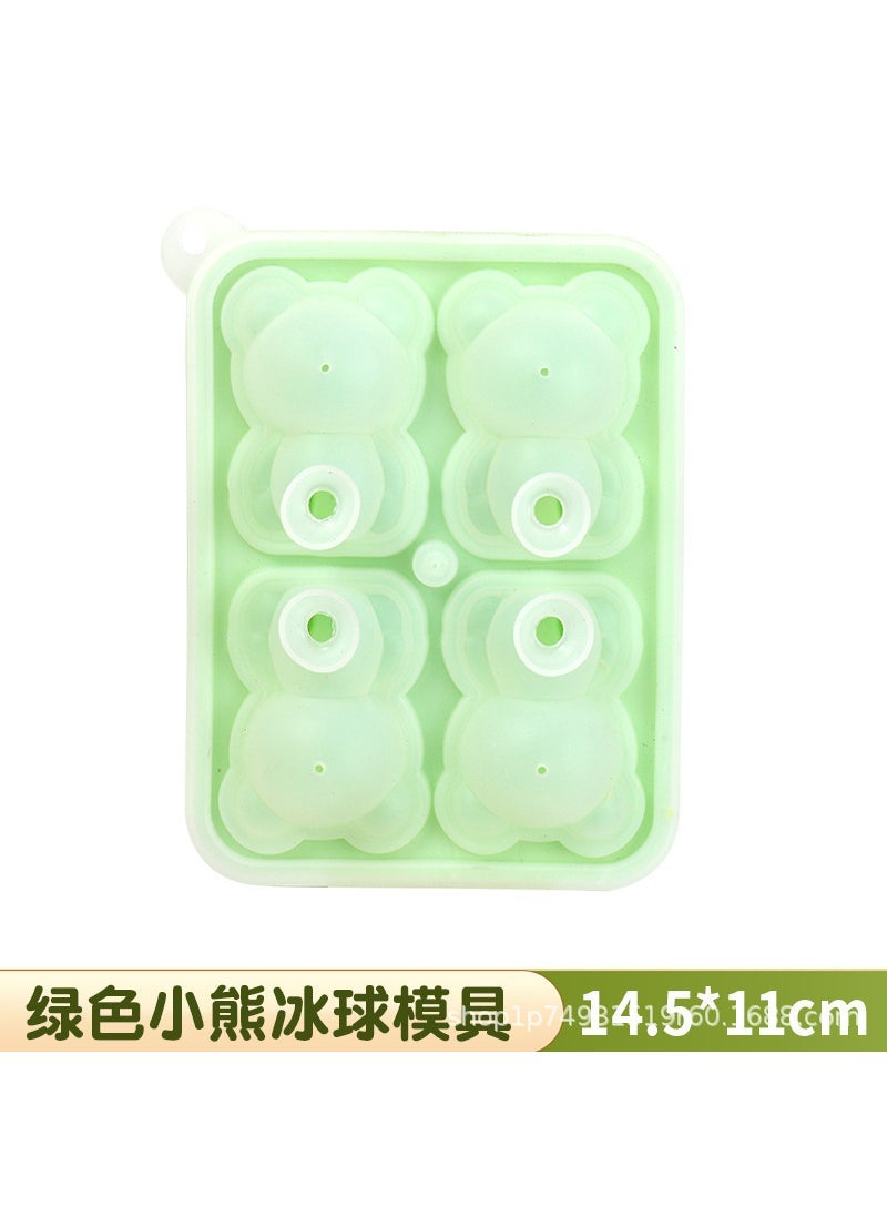 Bear Ice Cube Mold Silicone Ice Grid Net Red Ice Cube Mold Bear Frozen Coffee Milk Tea Ice Mold Ice Bag Fresh green-opp bag