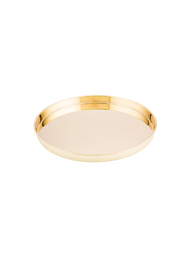 Restaurantware-12-inch Round Stainless Steel Serving Tray: Perfect for Bars, Restaurants and Catered Events - Gold-Plated Party Tray for Cocktails and Snacks - 1-CT