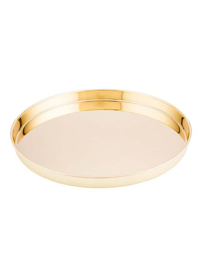 Restaurantware-12-inch Round Stainless Steel Serving Tray: Perfect for Bars, Restaurants and Catered Events - Gold-Plated Party Tray for Cocktails and Snacks - 1-CT