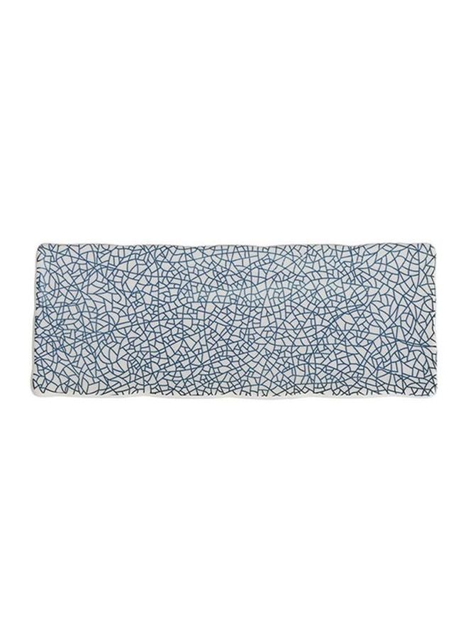 Rectangular Sushi Dinner Plate Blue/White 10inch