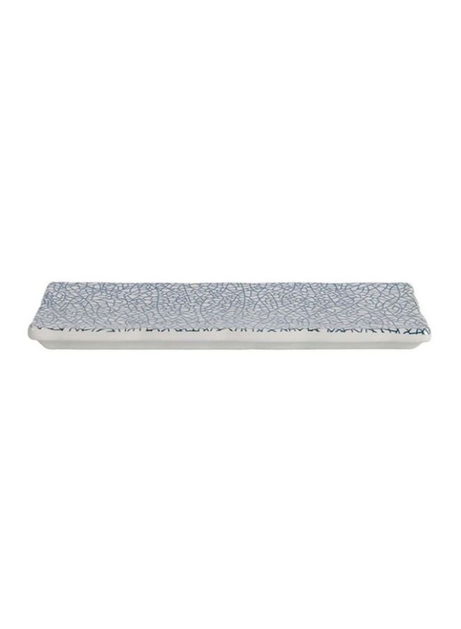 Rectangular Sushi Dinner Plate Blue/White 10inch