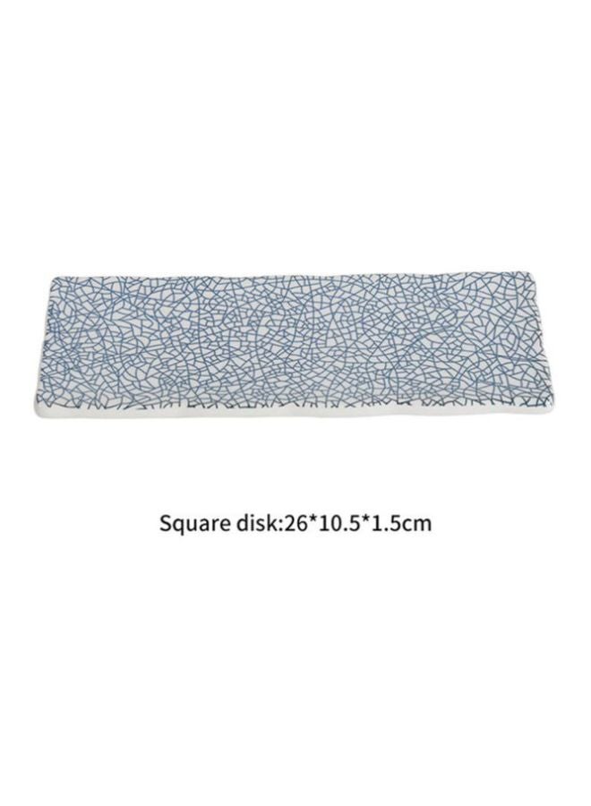 Rectangular Sushi Dinner Plate Blue/White 10inch